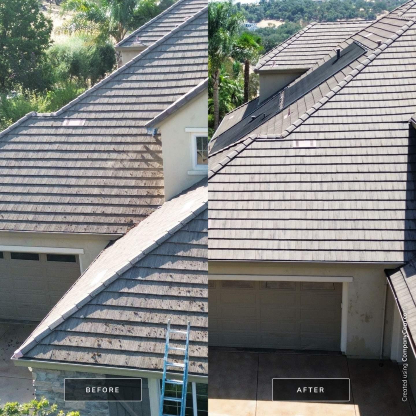 Roof cleaning project in Roseville, California by North West Fresh Roof.