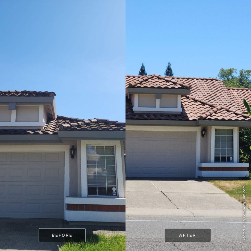 Roof wash before-and-after project in Lexington Hills, Folsom, California by North West Fresh Roof.