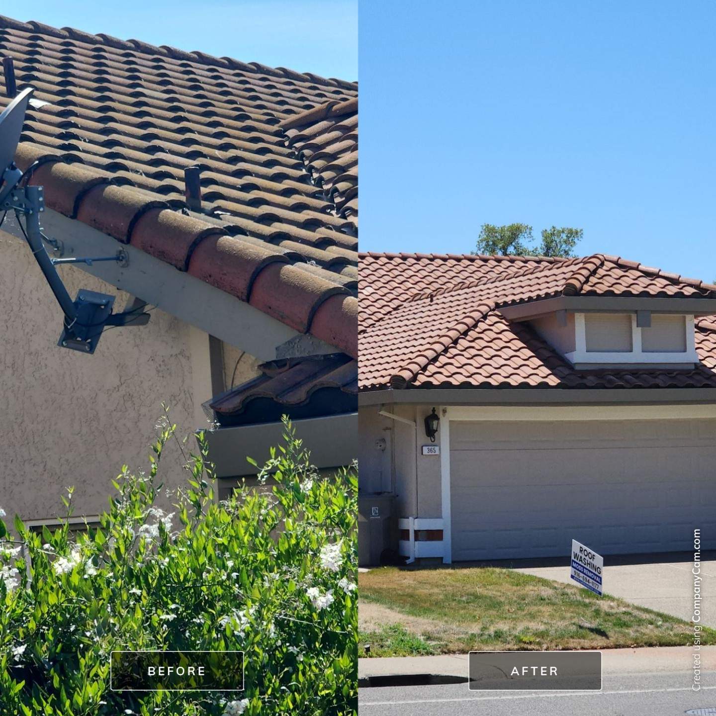 Roof wash before-and-after project in Lexington Hills, Folsom, California by North West Fresh Roof.
