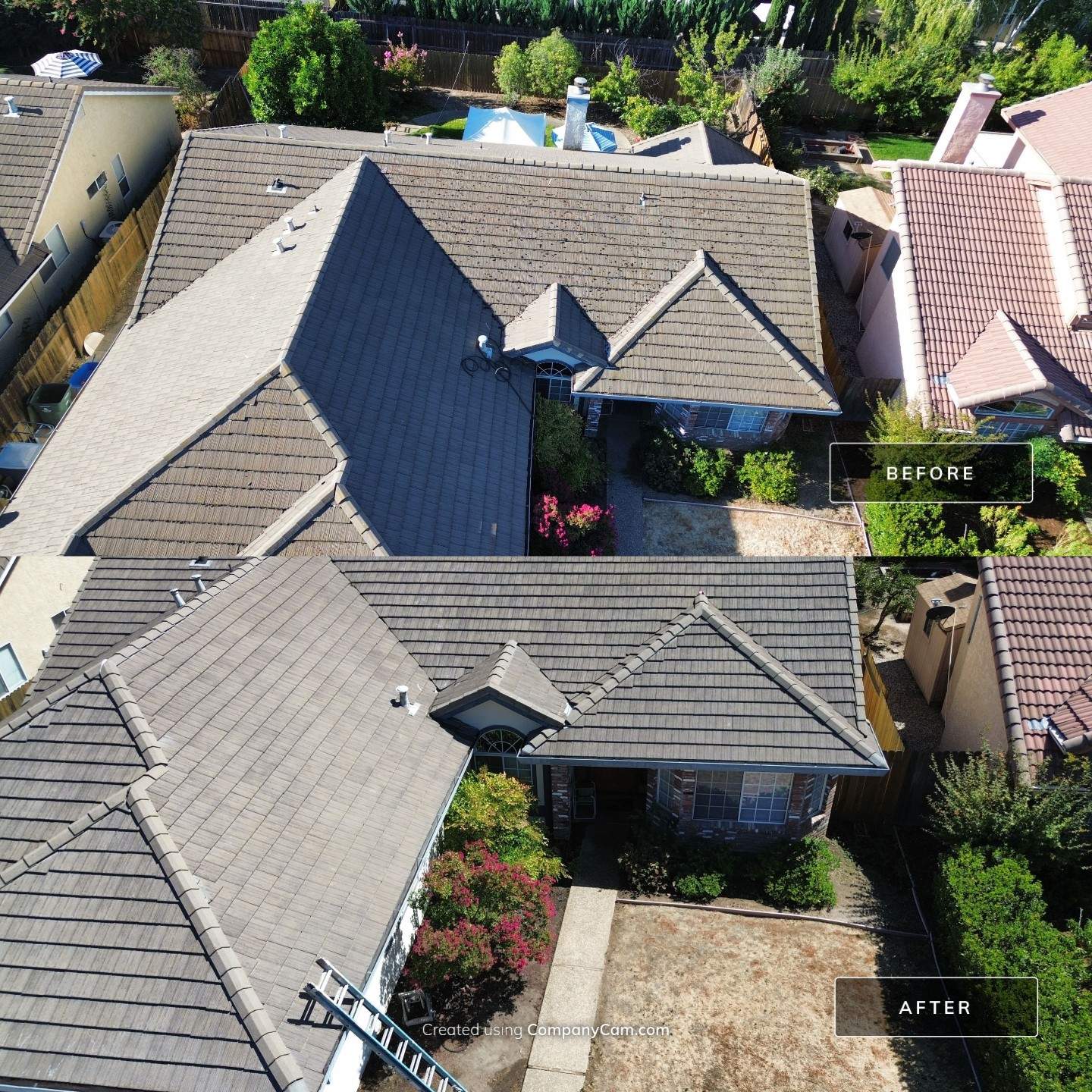 Roof cleaning and moss removal project in Rocklin, California by North West Fresh Roof.